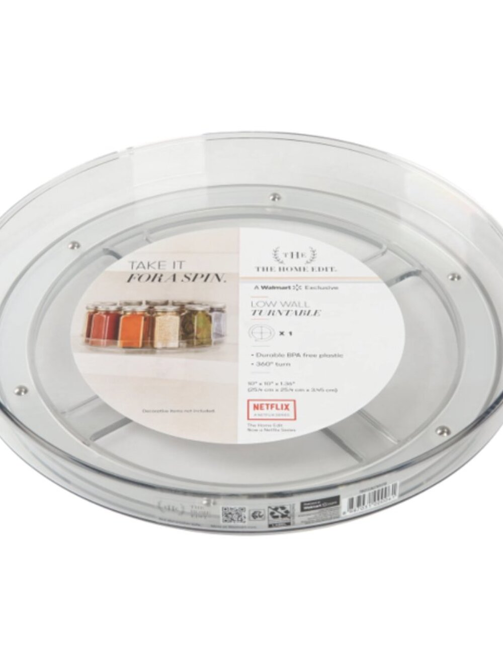 The Home Edit Clear Plastic Low Wall Turntable Organizer-NWT